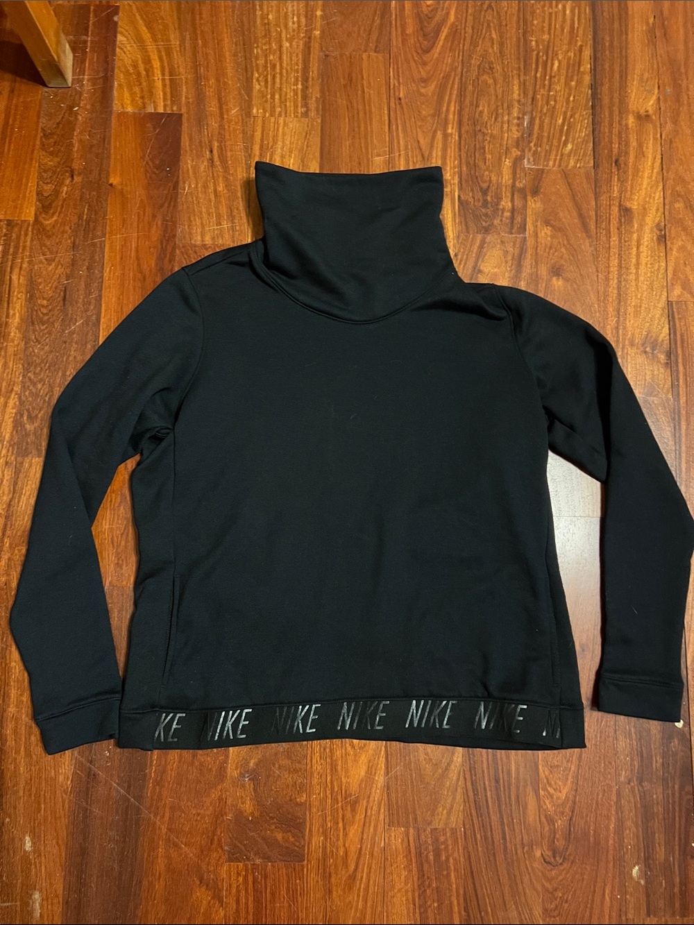 Nike Black Women's Turtleneck Pullover with Logo Hem